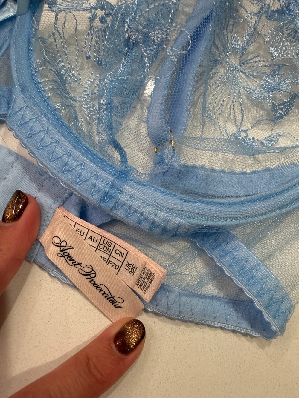 Agent Provocateur NWOT Jayce Plunge Underwired Bra Baby Blue Size 32E - Picture 4 of 8